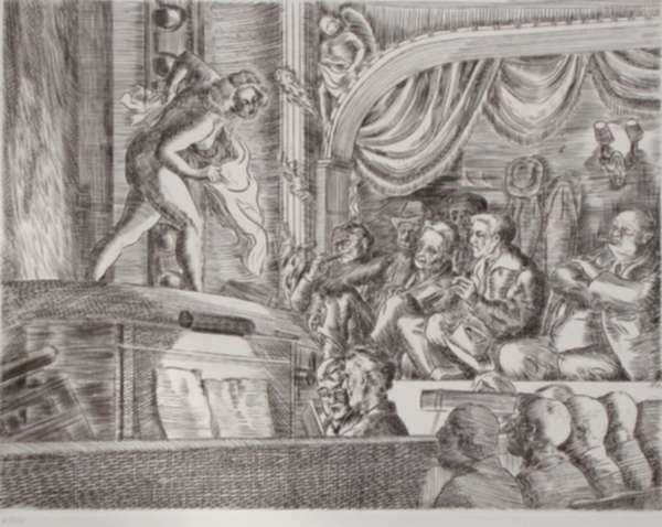 Print by Reginald Marsh: Peoples Follies, represented by Childs Gallery