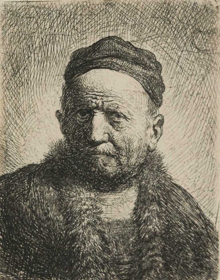 Print By Rembrandt Harmensz Van Rijn: Man Wearing A Close Cap At Childs Gallery