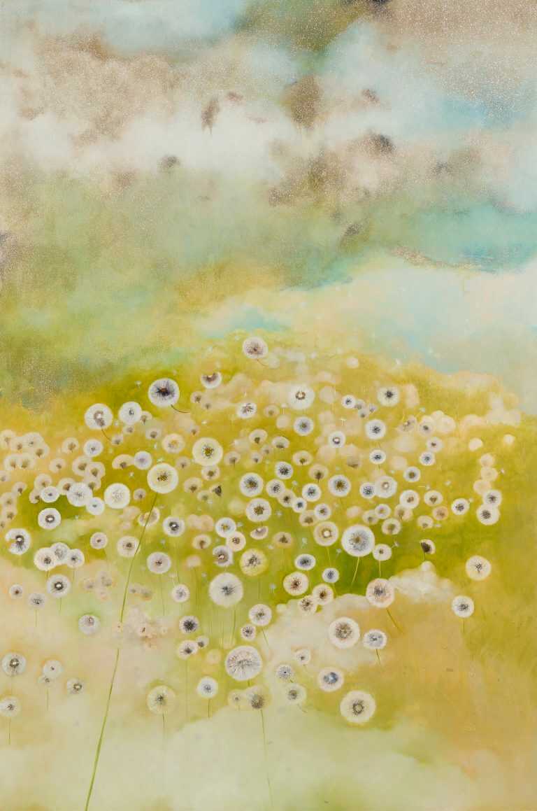 Painting by Resa Blatman: Dandelion Clouds, available at Childs Gallery, Boston