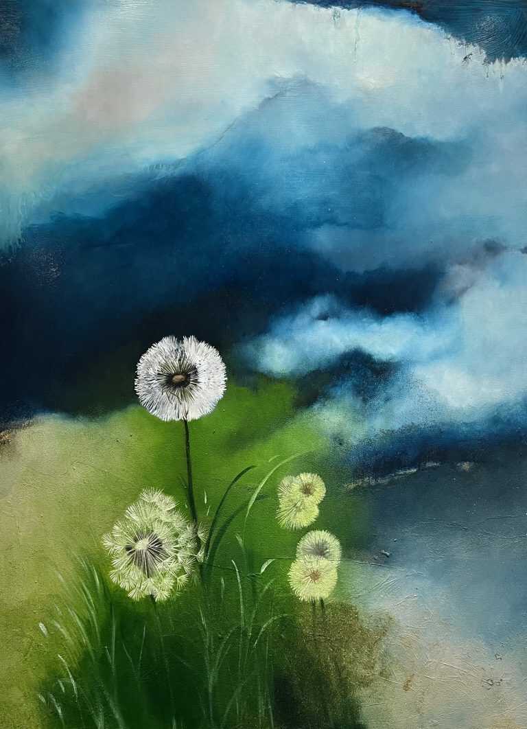 Painting by Resa Blatman: Dandelion Days #2, available at Childs Gallery, Boston