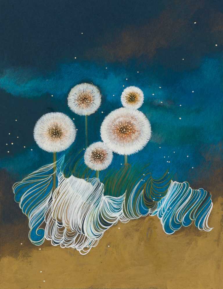 Mixed Media by Resa Blatman: Dandelion Drawing #14, available at Childs Gallery, Boston