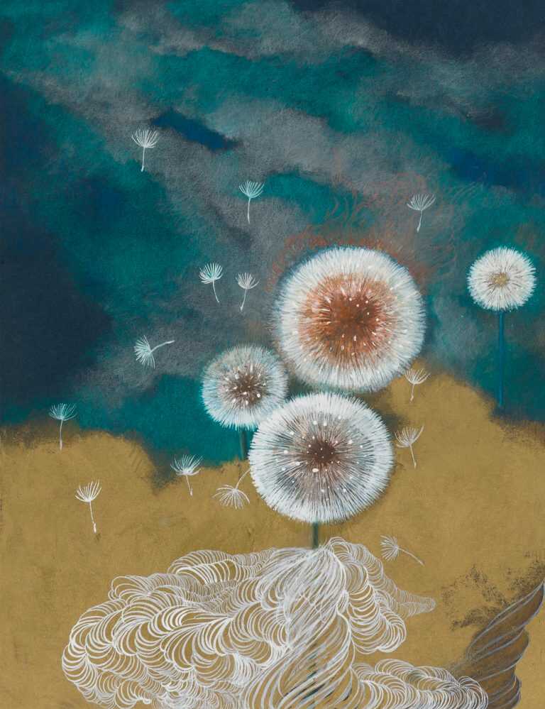 Mixed Media by Resa Blatman: Dandelion Drawing #18, available at Childs Gallery, Boston