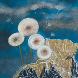 Mixed Media by Resa Blatman: Dandelion Drawing #22, available at Childs Gallery, Boston