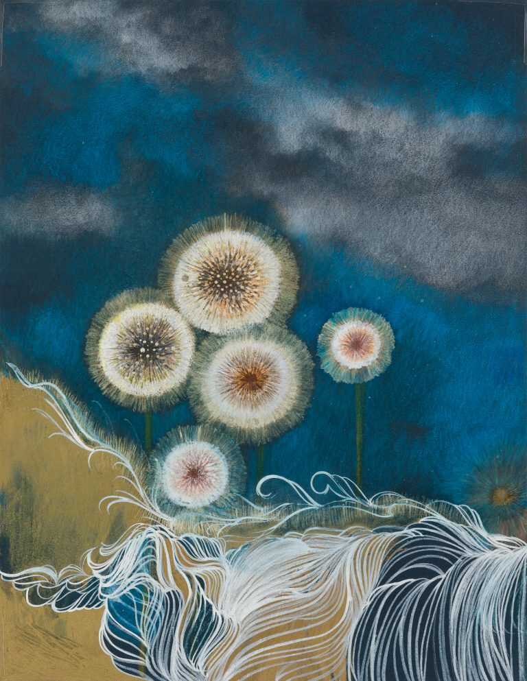 Mixed Media by Resa Blatman: Dandelion Drawing #8, available at Childs Gallery, Boston