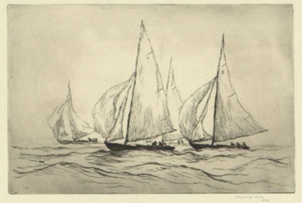 Print by Reynolds Beal: Marblehead Yachts, represented by Childs Gallery