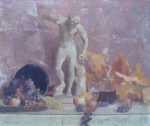 Painting by Richard Delano Briggs: Discobolus with Fall Fruits, represented by Childs Gallery