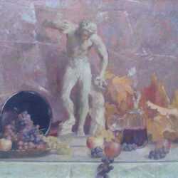 Painting by Richard Delano Briggs: Discobolus with Fall Fruits, represented by Childs Gallery