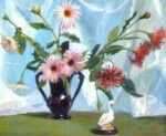 Painting by Richard Delano Briggs: Gerbers with Duck, represented by Childs Gallery