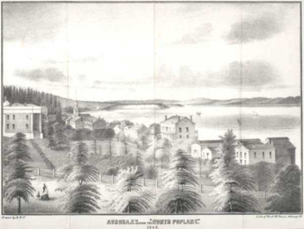 Print by Richard Pease: Aurora, NY from the 'North Poplars', represented by Childs Gallery