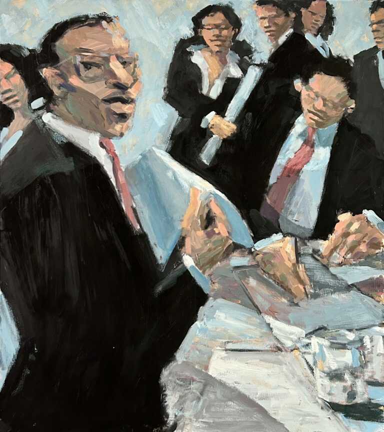 Painting by Robert Freeman: [The Office], available at Childs Gallery, Boston