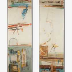 Painting by Robert S. Neuman: Dos Veces en Las Ramblas (diptych), available at Childs Gallery, Boston