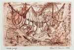 Print by Robert S. Neuman: Ship to Paradise (Fire), available at Childs Gallery, Boston