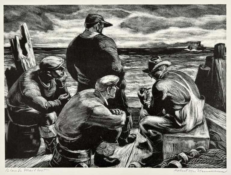 Print by Robert von Neumann: Island’s Mailboat, available at Childs Gallery, Boston