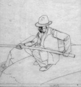 Drawing by Robert Austin: A Fisherman - Majorica, represented by Childs Gallery