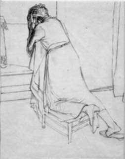 Drawing by Robert Austin: Woman Praying, represented by Childs Gallery