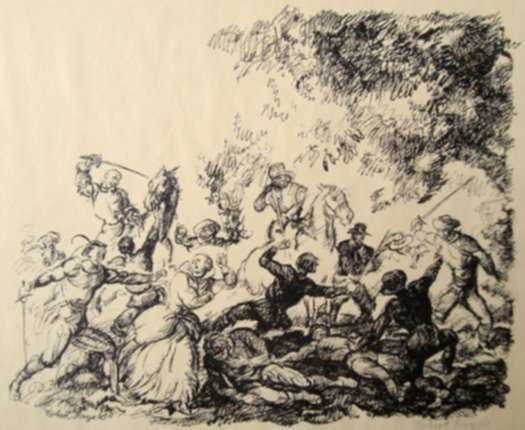 Print by Robert Engels: [Battle Scene], represented by Childs Gallery