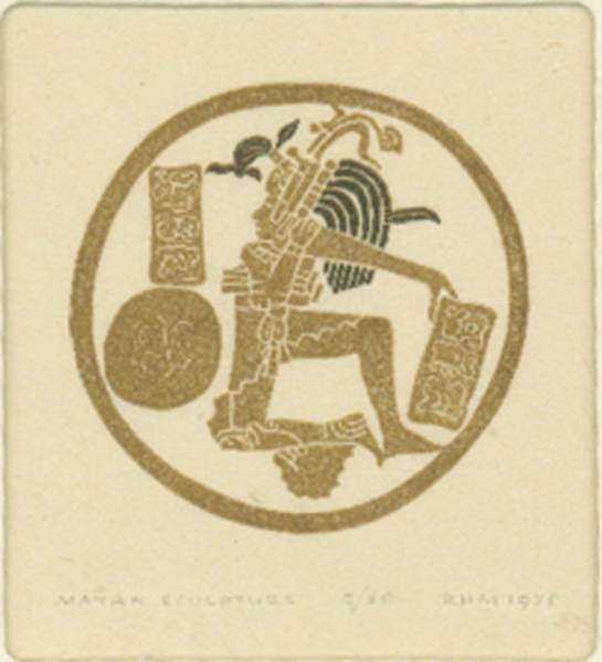 Print by Robert Hunter Middleton: Mayan Sculpture, represented by Childs Gallery
