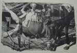 Print by Robert Riggs: On the Lot, represented by Childs Gallery