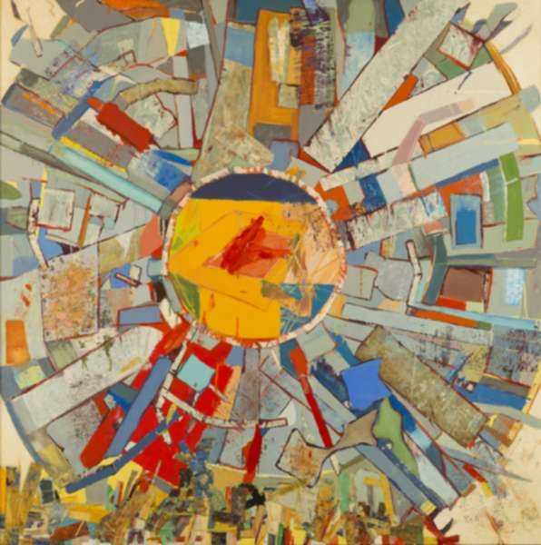 Painting by Robert S. Neuman: Pedazos del Mundo #14, represented by Childs Gallery