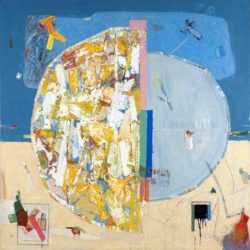 Painting by Robert S. Neuman: Pedazos del Mundo #8, represented by Childs Gallery