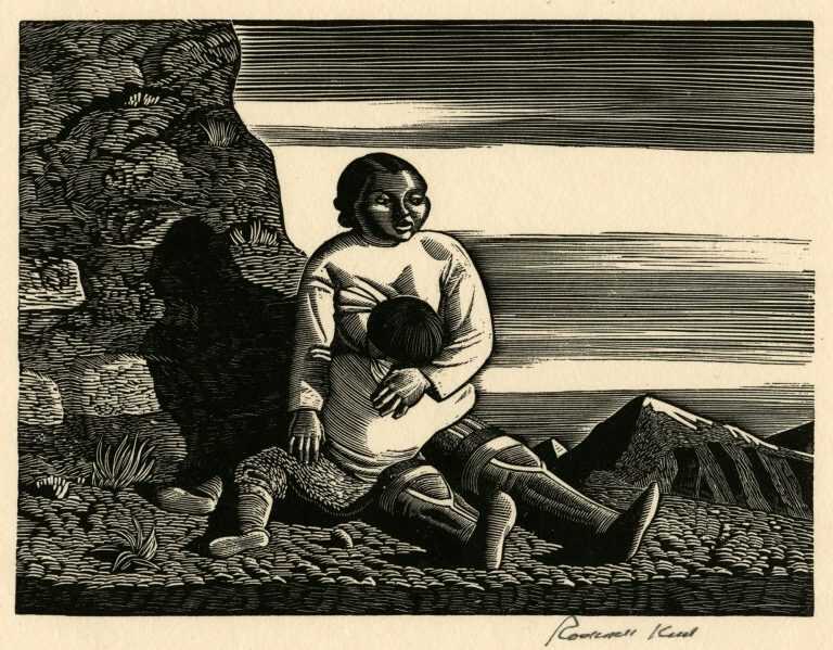 Print By Rockwell Kent: Big Baby (greenland Mother) At Childs Gallery