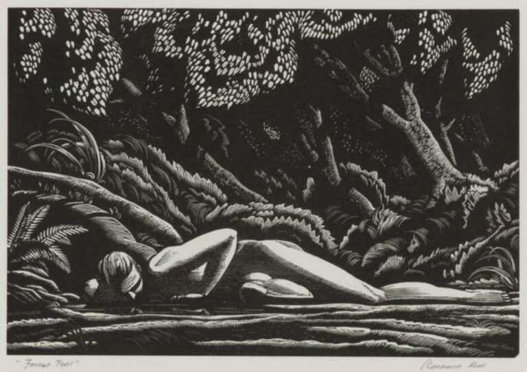Print by Rockwell Kent: Forest Pool, represented by Childs Gallery