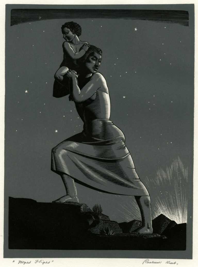 Print By Rockwell Kent: Night Flight At Childs Gallery