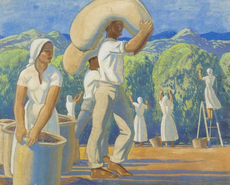 Watercolor By Rockwell Kent: Plantation In Sao Paulo, Brazil At Childs Gallery