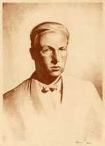 Print By Rockwell Kent: Portrait Of T.m. Cleland At Childs Gallery