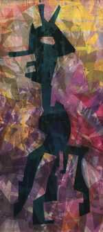Textile by Rodger Blum: Angry Bugman: he just woke up that way, available at Childs Gallery, Boston