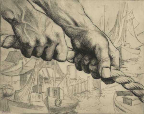 Print by Roselle Osk: The Sailor/ No. 4 Series of Hands, represented by Childs Gallery