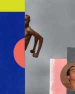 Collage by Rubén Esparza: Blue & Yellow Composition, available at Childs Gallery, Boston