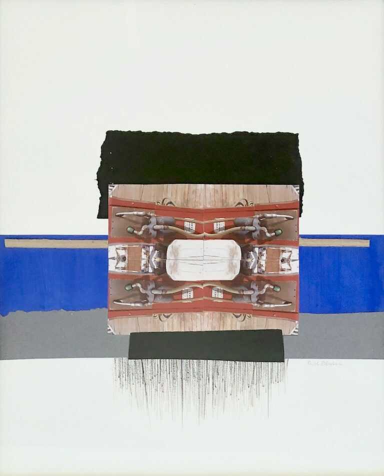 Collage by Ruth Eckstein: Follow the Lead (Reflections Series I), available at Childs Gallery, Boston