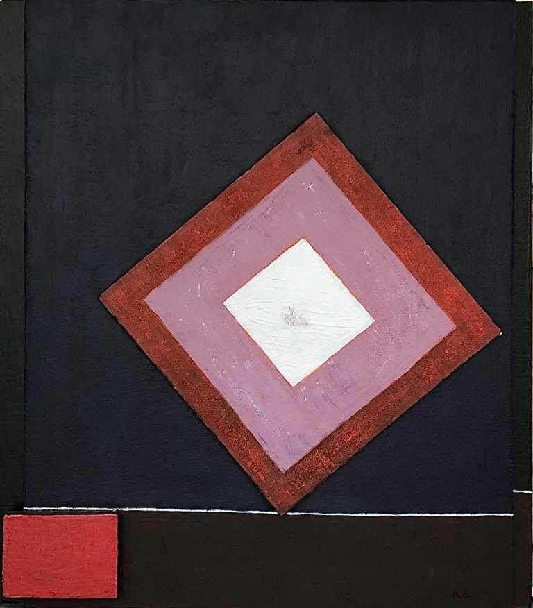 Painting by Ruth Eckstein: White Diamond / Red Stone [], available at Childs Gallery, Boston