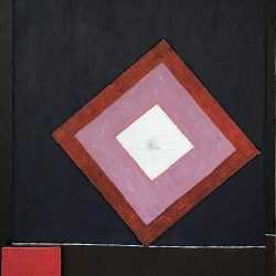 Painting by Ruth Eckstein: White Diamond / Red Stone, available at Childs Gallery, Boston