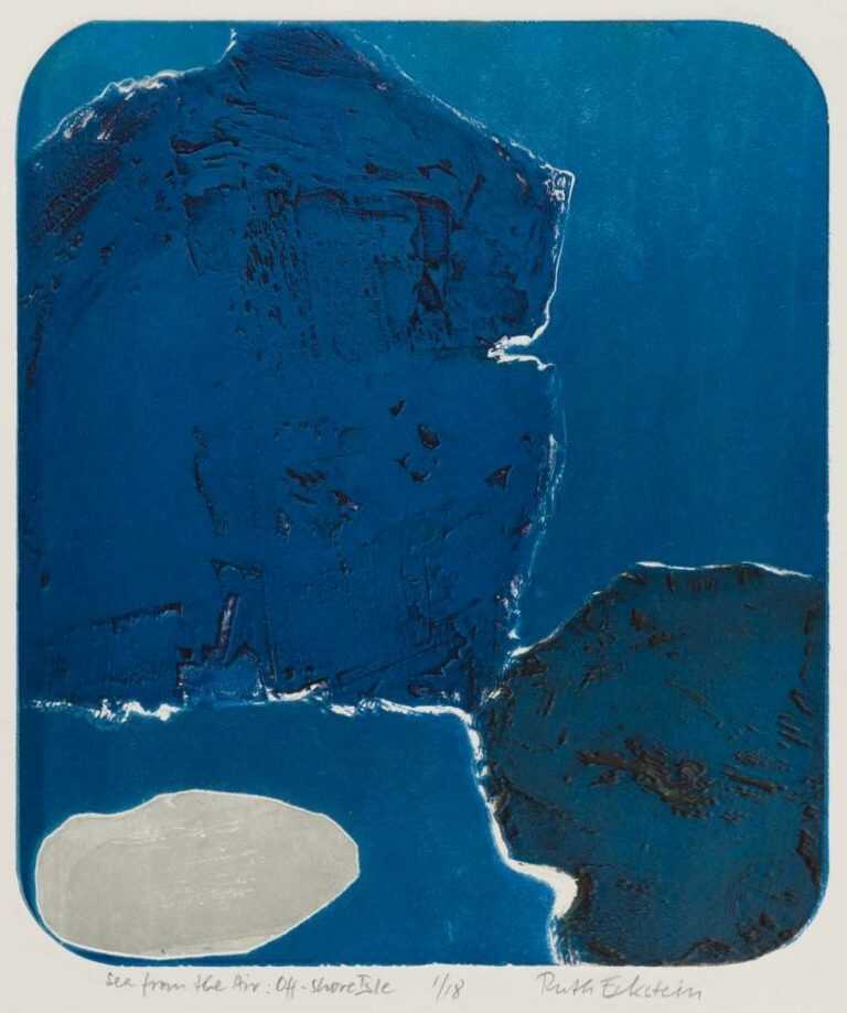 Print By Ruth Eckstein: Sea From The Air: Off Shore Isle At Childs Gallery