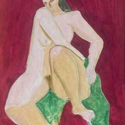 Painting by Sally Michel: Nude Seated, available at Childs Gallery, Boston