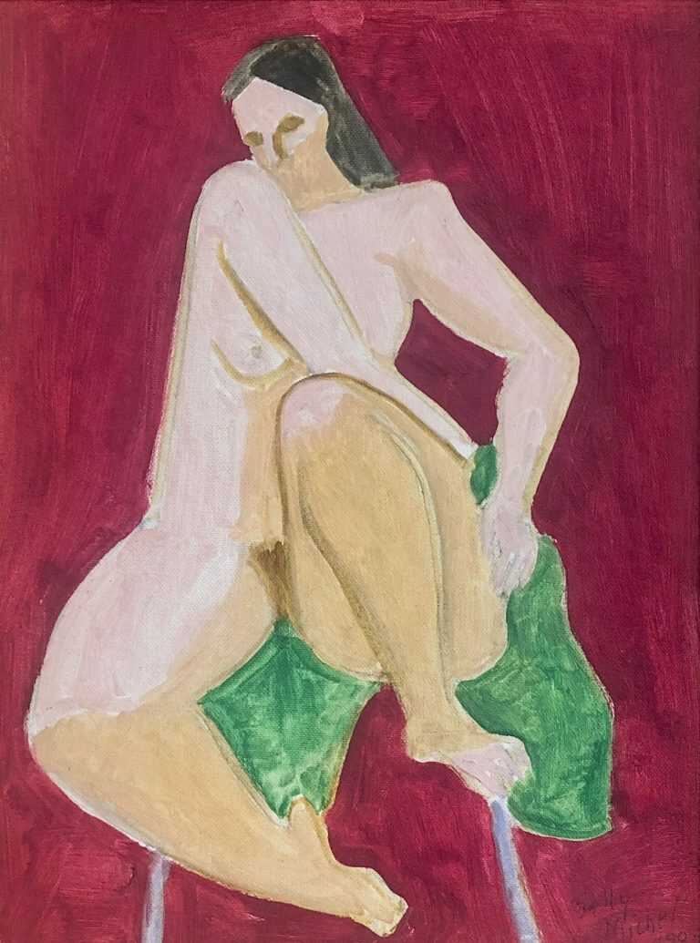 Painting by Sally Michel: Nude Seated, available at Childs Gallery, Boston