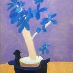 Painting by Sally Michel: Study in Blues, available at Childs Gallery, Boston