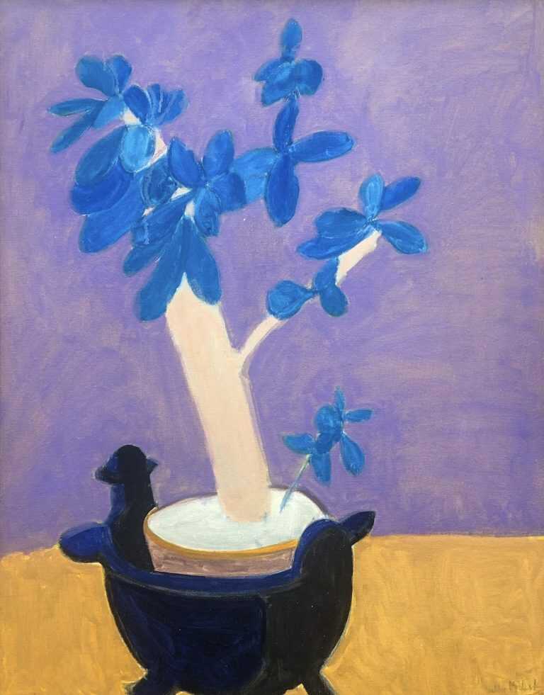 Painting by Sally Michel: Study in Blues, available at Childs Gallery, Boston