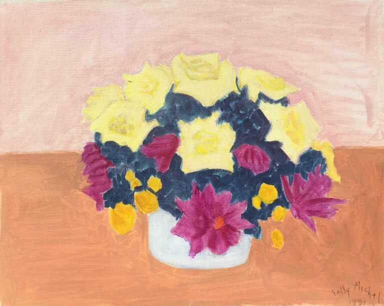 Painting By Sally Michel: Bouquet (yellow And Purple) At Childs Gallery
