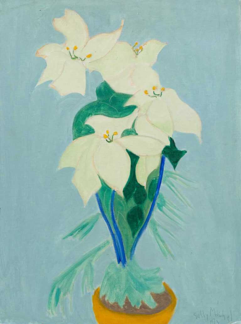 Painting By Sally Michel: White Flower At Childs Gallery