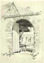 Print by Samuel Chamberlain: The Farin Gate, Virolet, represented by Childs Gallery