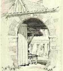 Print by Samuel Chamberlain: The Farin Gate, Virolet, represented by Childs Gallery