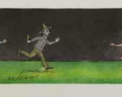 Print by Sandra Ramos: Carrera de revelo (Relay Race), diptych, represented by Childs Gallery