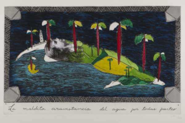 Print by Sandra Ramos: La maldita circunstancia del agua por todas partes (The Damn, represented by Childs Gallery