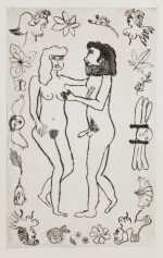 Print By Sara Zielinski: Adam And Eve At Childs Gallery