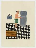 Print By Sara Zielinski: Man And Fridge I At Childs Gallery