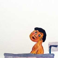 Watercolor By Sara Zielinski: Men In Baths 1 At Childs Gallery