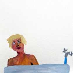 Watercolor By Sara Zielinski: Men In Baths 2 At Childs Gallery